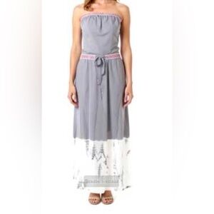 Gypsy 05 Cairo 100% Silk Strapless Tube Maxi Dress Tie-Dye Gray